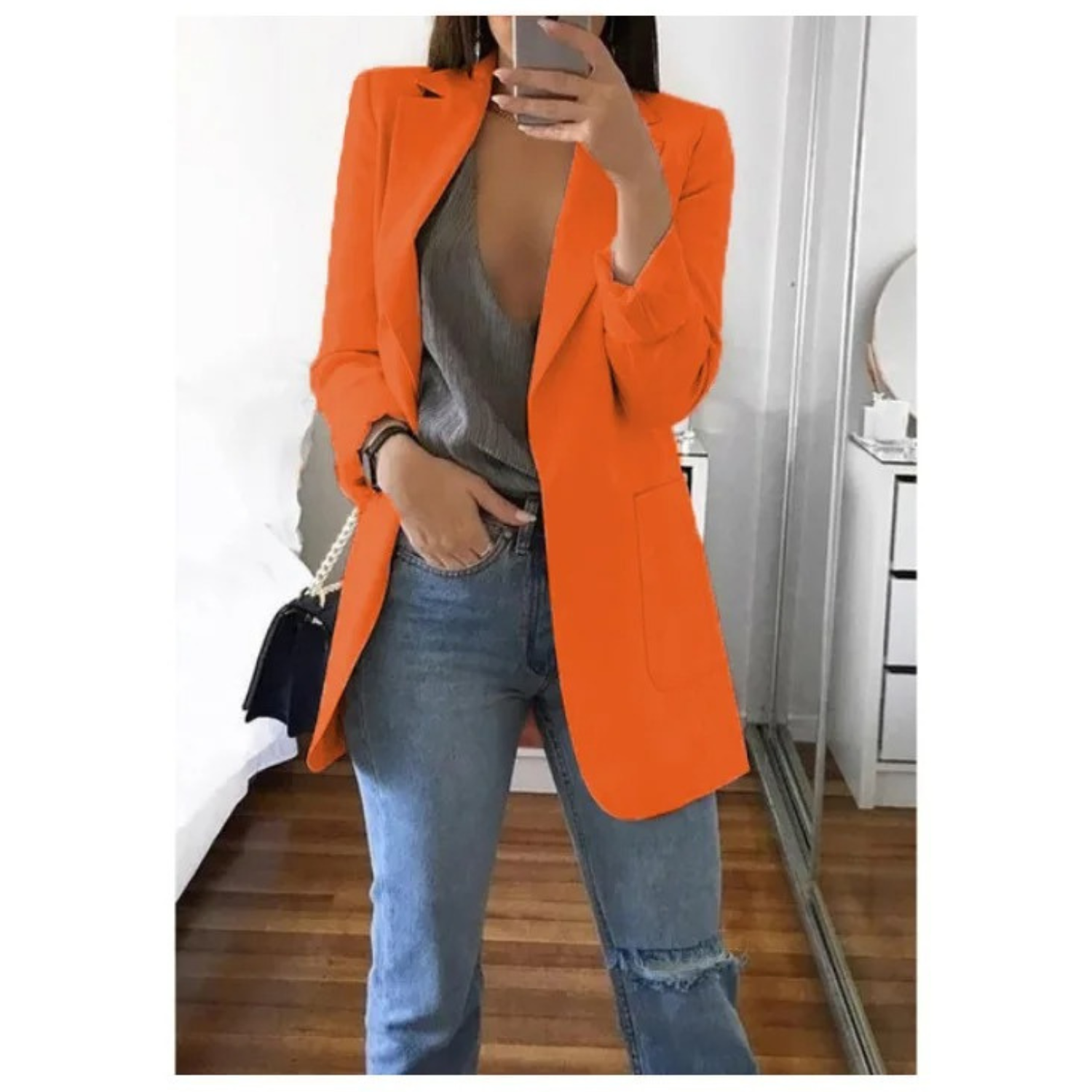 Eleganter gemusterter Doppelreiher-Blazer für Damen - Ideal für stilvolle Büro-Outfits