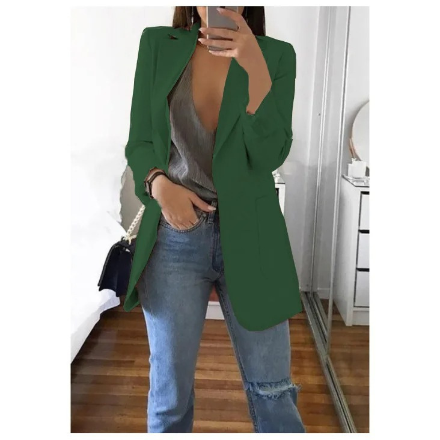 Eleganter gemusterter Doppelreiher-Blazer für Damen - Ideal für stilvolle Büro-Outfits