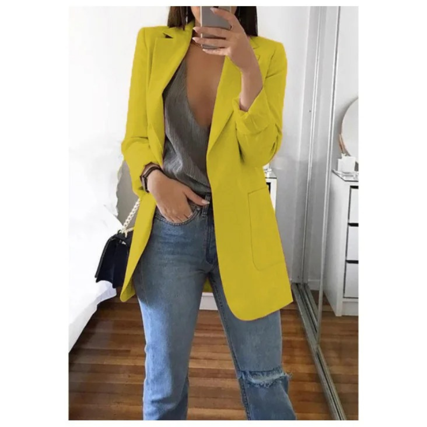 Eleganter gemusterter Doppelreiher-Blazer für Damen - Ideal für stilvolle Büro-Outfits