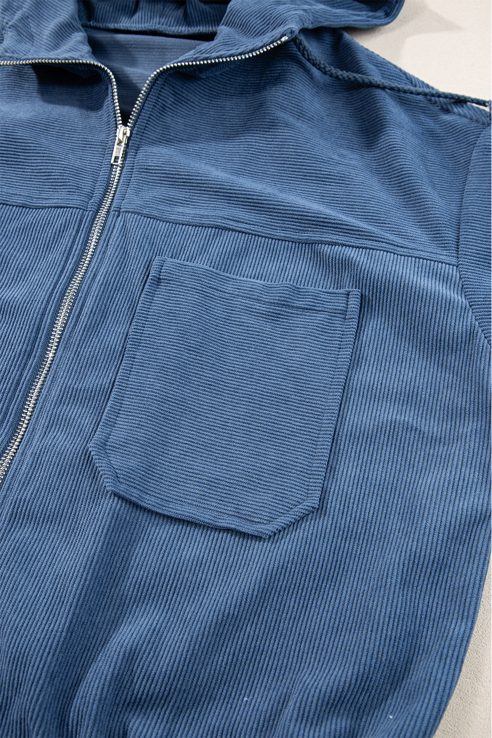 Teal Kapuzenjacke mit verstellbarem Kordelzug und Zip-Verschluss