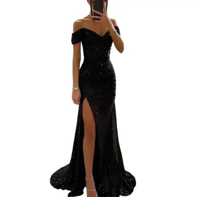 Elegantes V-Ausschnitt Abendkleid