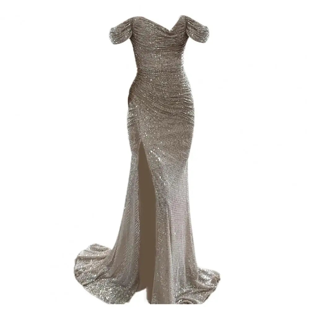 Elegantes V-Ausschnitt Abendkleid