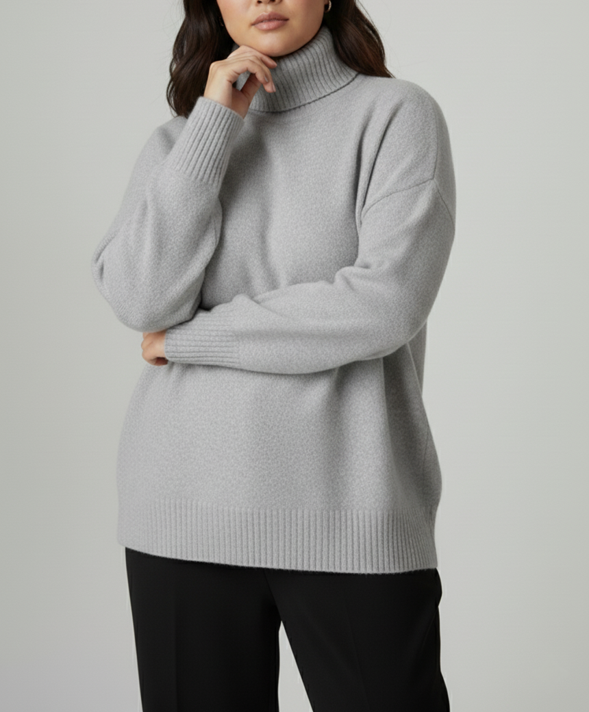 Vayna - Damen Plus Size Strickpullover mit Rollkragen