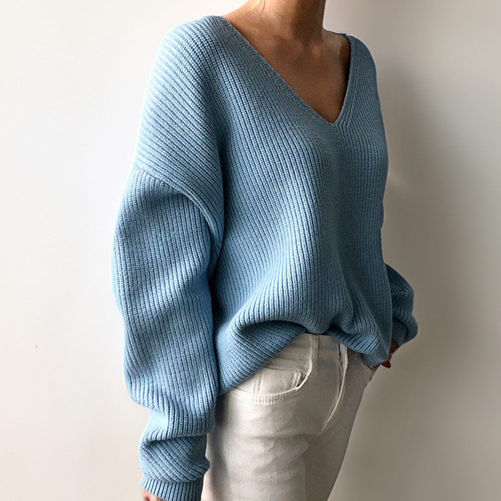 Bequemer V-Ausschnitt Strickpullover