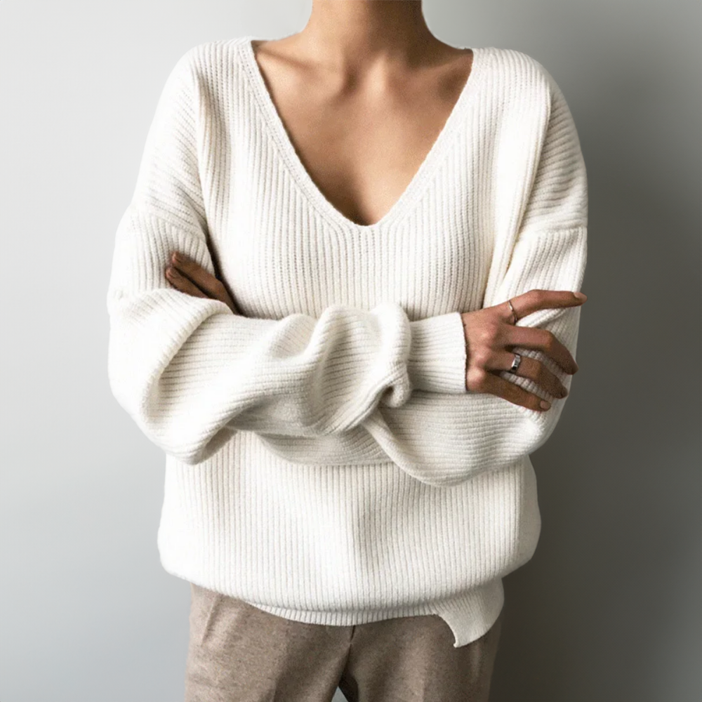 Bequemer V-Ausschnitt Strickpullover