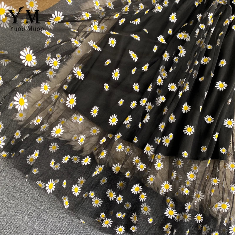 Blumen-Gänseblümchen-Muster Sommerkleid für Damen mit Spaghetti-Trägern