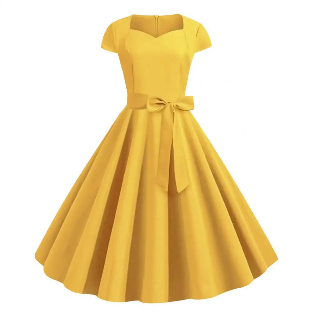 Sacha - Helles Gelbes Vintage-Kleid im 1950er Jahre Stil